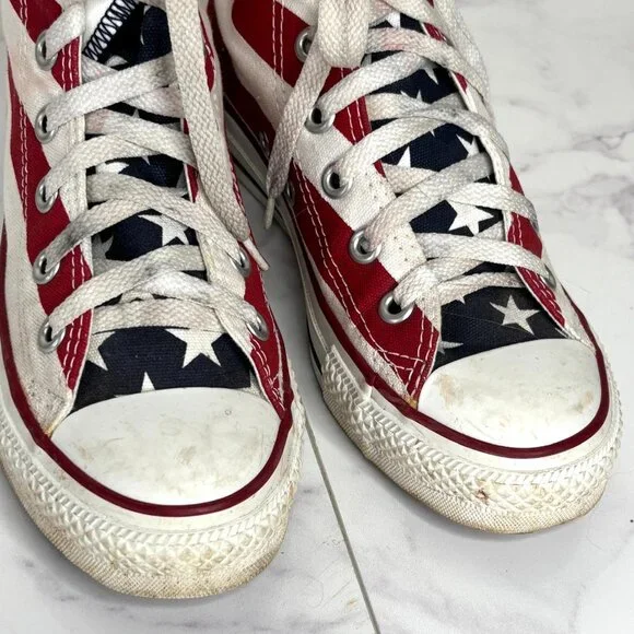Vintage Converse Chuck Taylor All Star American Flag High Tops Sneakers M 3 W 5 - Picture 5 of 10